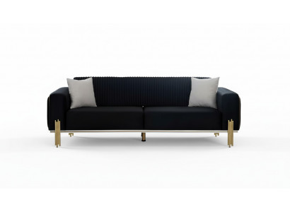 Dreisitzer Couch Möbel Samt Designer Gold Metall Gepolsterte Moderne Couchen Neu
