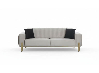 Luxus Sofa 3 Sitzer Couches Sofas Gepolstert Couch Stoff Modern weiß Dreisitzer