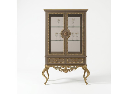 Goldene Vitrine Barock Rokoko Möbel Schrank Glasschrank Regale Vitrinen