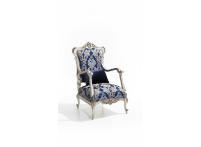 Luxus Einsitzer Sessel Polster Möbel Blau Blumenmuster Sofa Lounge Barock