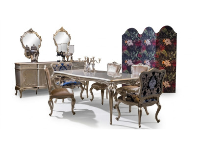 Luxus Esszimmer Set Tisch + 6x Lehnstühle Stuhl Essgruppe Essgarnitur 7tlg