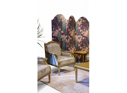 Sessel Einsitzer Luxus 1 Sitzer Polster Sitz Designer Textil Sitz Stoff Art déco
