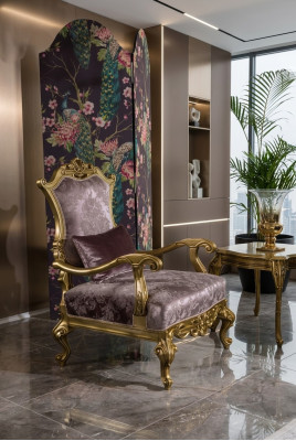 Sessel Einsitzer Luxus 1 Sitzer Polster Sitz Barock Textil Stoff Art déco