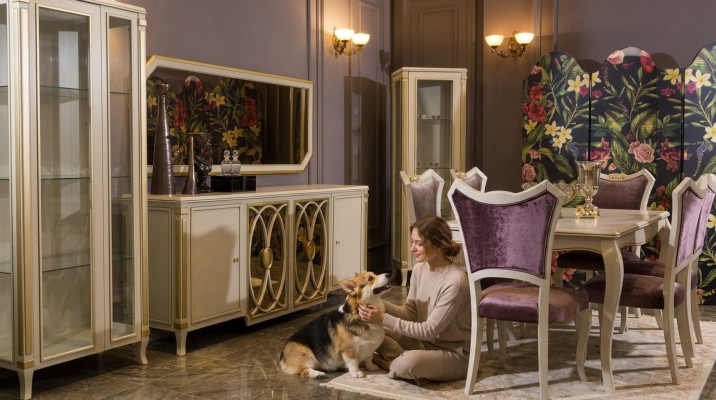 Klassische Set Vitrine rtv Sideboard Luxus Vitrine Schränke Set 2 tlg.