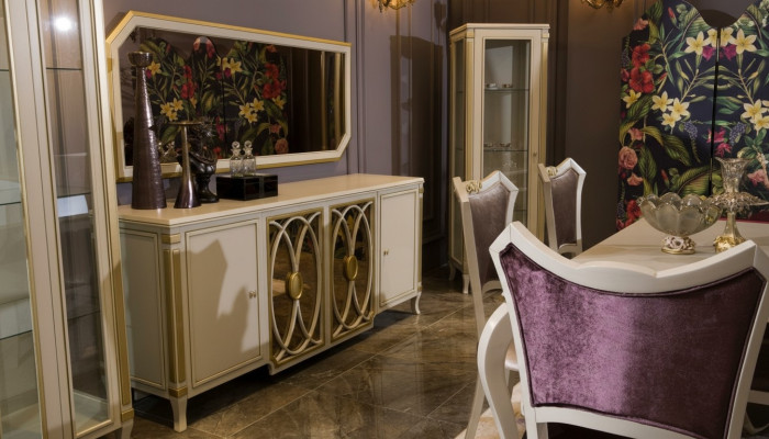 Klassische Set Vitrine rtv Sideboard Luxus Vitrine Schränke Set 2 tlg.
