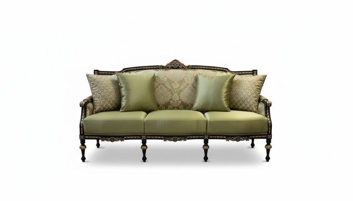Luxus Dreisitzer Moderne Couch Polster Möbel Sofas Stoff Textil Grün