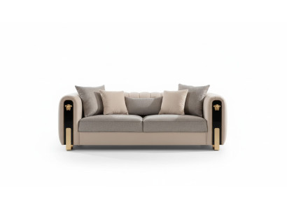 Luxuriöses gepolstertes 3-Sitzer-Sofa in Beige im zeitgenössischen Stil
