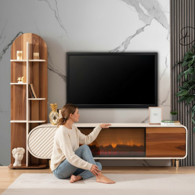 Kamin Sideboard Feuer Imitation Schrank Regal Sideboard Lowboard rtv tv Holz Neu
