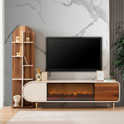 Kamin Sideboard Feuer Imitation Schrank Regal Sideboard Lowboard rtv tv Holz Neu