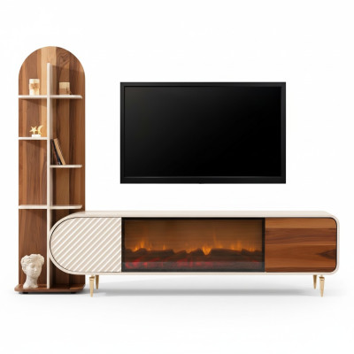 Kamin Sideboard Feuer Imitation Schrank Regal Sideboard Lowboard rtv tv Holz Neu
