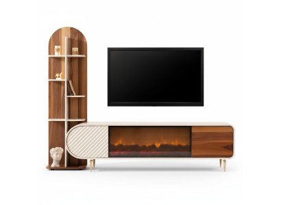 Kamin Sideboard Feuer Imitation Schrank Regal Sideboard Lowboard rtv tv Holz Neu