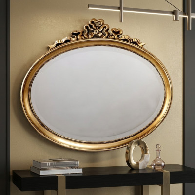 Spiegel Klassischer Holz Ovaler Wandspiegel Spiegel Design Gold Wohnzimmer Neu