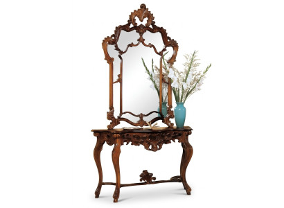Konsole + Spiegel Designer Konsolentisch Holz Tisch Konsole Luxus Set 2 tlg.