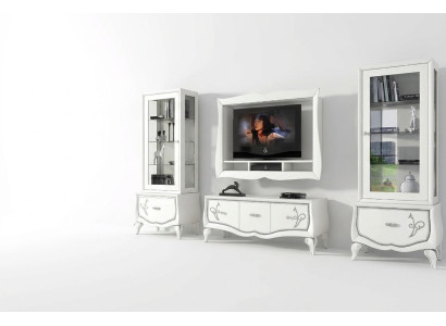 Garnitur rtv Set 4tlg. Wohnwand TV Lowboard Vitrine Sideboard Schrank Design Neu