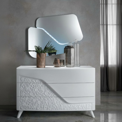 Luxus Set 2tlg Kommode Spiegel Kommoden Holz Konsole Modern Design Weiß Neu