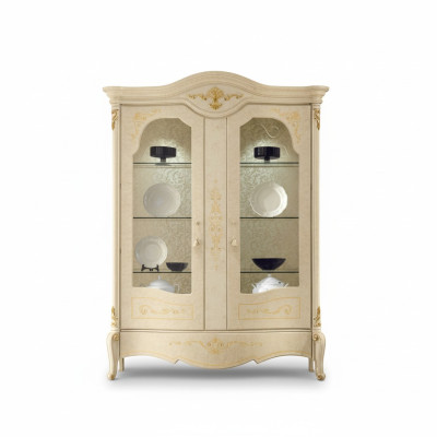 Vitrine Italienische Luxus Möbel Vitrinen Kommodenschrank Glas Design Schrank