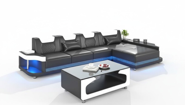 Ecksofa L-Form Polster Leder Wohnlandschaft Couchen Sofas Ecke Luxus Möbel Neu