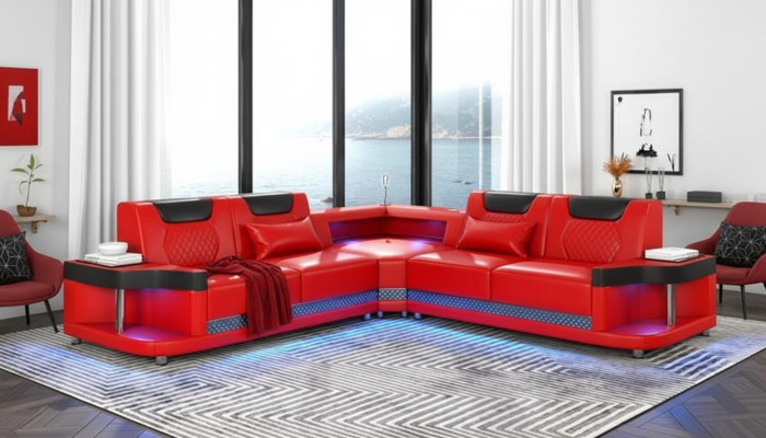 Design Esk Ecksofa L-form Modern Sofas Ledersofa Couch Wohnlandschaft Sofa Neu