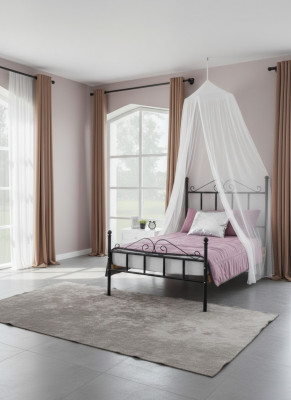 Himmelbett Metall Bett Schlafzimmer Set Nachttisch Weiß Möbel Schlafzimmer 2tlg