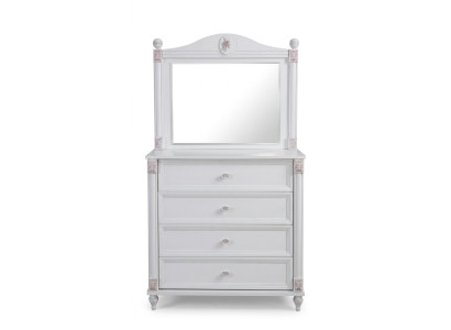 Kommode mit Spiegel Kinderzimmer Kinderschrank Mädchen Jugendzimmer Weiß Möbel
