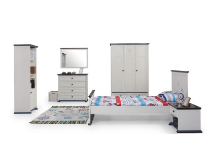 Schlafzimmer Kinderzimmer Set Modern Schrank Kommode Tisch Holz Weiß Neu 5tlg.