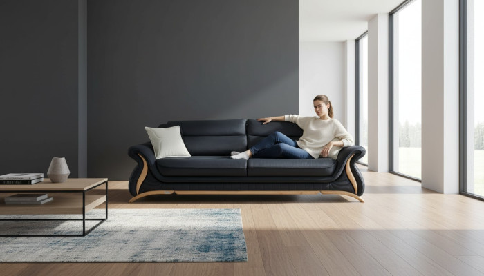 Sofa Couch Polster 3 Sitzer Kunstleder Sofas Couchen Sitz Garnituren Design