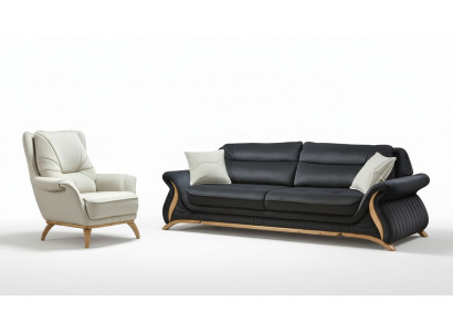 Design Sofa 3+1 Sitz Sessel Couch Polster Luxus Klassische Kunstleder Couchen
