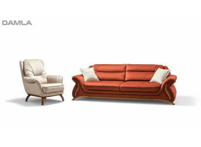 Sofa Couch Polster 3+1 Sitz Kunstleder Sofas Sessel Sitz Garnituren Design