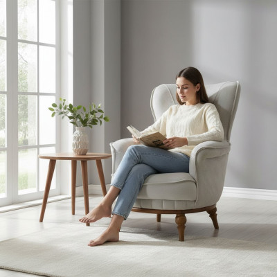 Sessel Luxus Design Textil Wohnzimmer Klassisches Stil Möbel Lounge