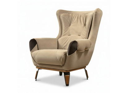 Sessel Sitz Klassisch Fernseh Wohnzimmer Polster Einsitzer Stoff Beige
