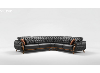 Wohnzimmer Leder Schwarz Sofa Sofas L-Form Sitz Farbe Ecksofa Couch