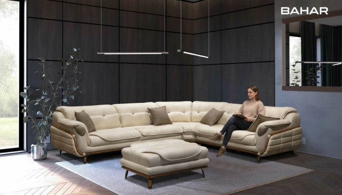 Luxus Ecksofa L-Form Garnitur Sitz Wohnzimmer Polstermöbel Ecke Sofa