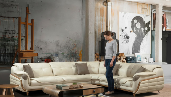 Ecksofa L-form Textil Luxus Sofa Wohnlandschaft Polster Couch Couchen