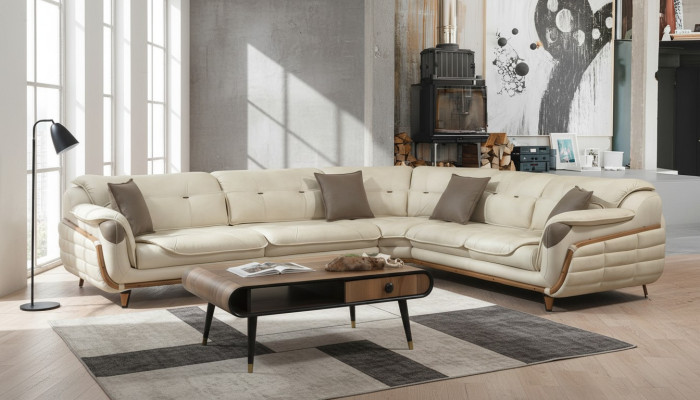 Ecksofa L-form Textil Luxus Sofa Wohnlandschaft Polster Couch Couchen