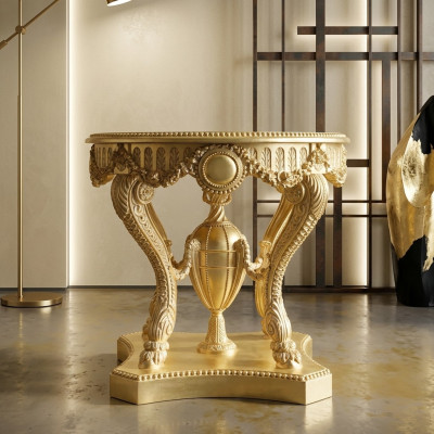 Couchtisch Beistelltisch Holz Wohnzimmer Tisch Möbel aus Italien Vintage Gold