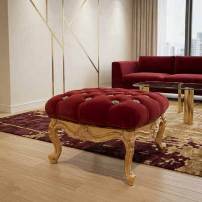 Fußhocker Wohnzimmer Hocker Möbel Stuhl Bank Italienische Einrichtung Samt Neu