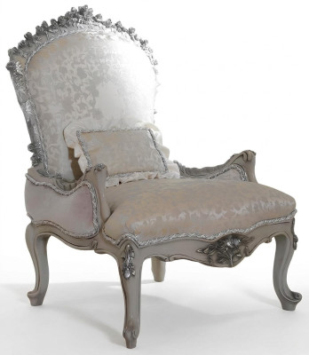Luxus Sessel Polster Thron Barock Rokoko Echtholz Italienische Möbel Einsitzer