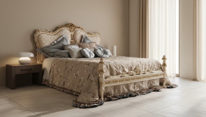 Chesterfield Bett Luxus Doppel Italienische Möbel Einrichtung Boiserie Betten