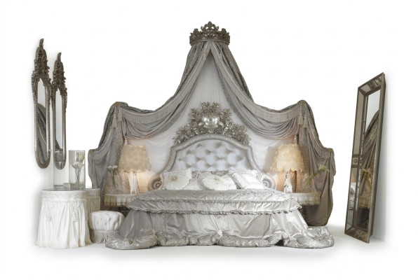 Chesterfield Bett Silber Luxus Schlafzimmer Betten Italienische Möbel Design Neu