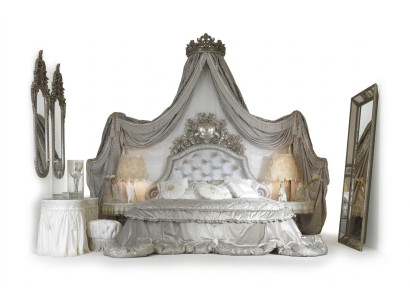 Chesterfield Bett Silber Luxus Schlafzimmer Betten Italienische Möbel Design Neu