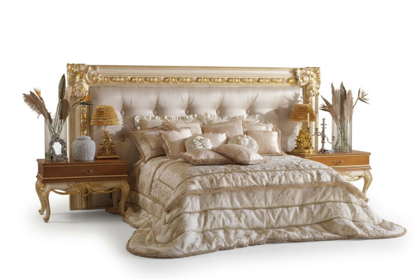 Chesterfield Bett Doppelbett Luxus Betten Poster Holz Italienische Möbel Neu