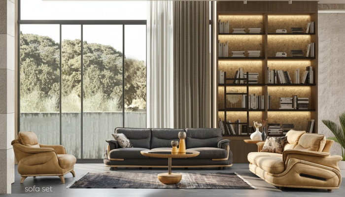 Design Sofagarnitur 4+3+1 Leder Sofa 3 tlg. Set Couchen Sofas Couch