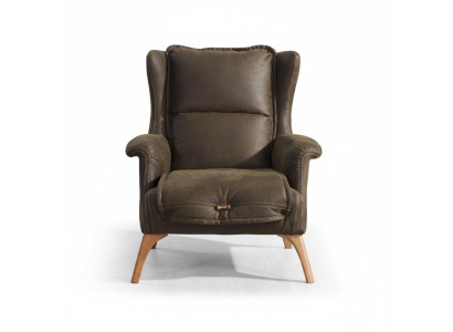 Weicher Ohrensessel Couch Sessel Einsitzer Möbel Sofa Wildleder Optik Schwarz
