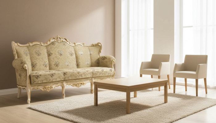 Sofa 3 Sitzer Couch Holz möbel Dreisitzer Couch Sofas italienischer Stil 200cm