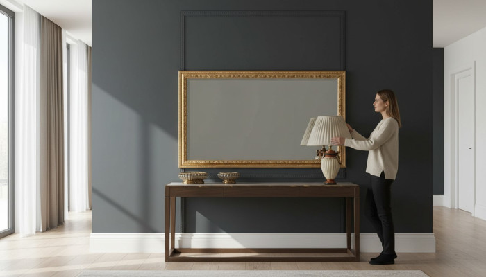 Italienische Klassischer Designer Spiegel Möbel Wandspiegel Holz Gold Möbel Neu