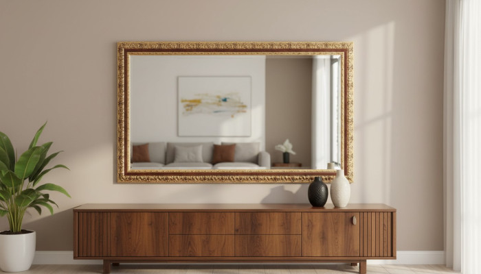 Italienische Klassischer Designer Spiegel Möbel Wandspiegel Holz Gold Möbel Neu