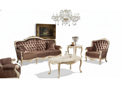 Klassisches Wohnzimmer Möbel Couch Sofa Sessel Couchtisch Beistelltisch 4tlg