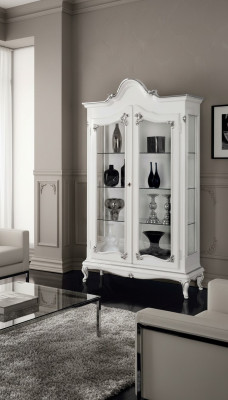Vitrine Weiß Glasschrank Design Klassische Schrank Luxus Holz Möbel Vitrinen Neu