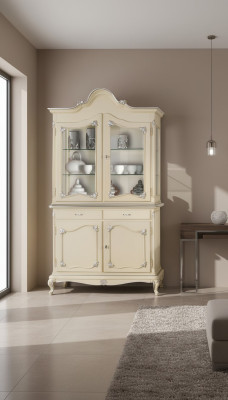 Vitrine Italienische Luxus Möbel Vitrinen Kommodenschrank Glas Design Schrank