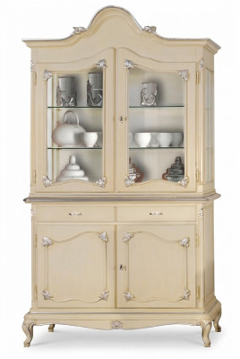 Vitrine Italienische Luxus Möbel Vitrinen Kommodenschrank Glas Design Schrank